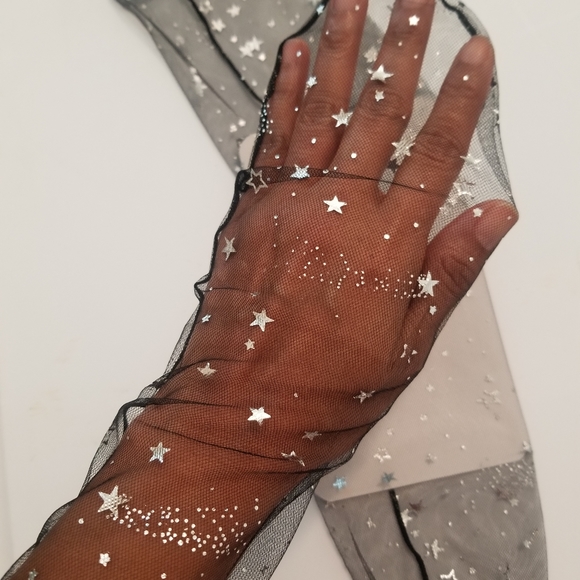 Black Silver Stars Sexy Socks Hoisery - Picture 8 of 8